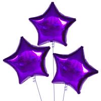 Букет Шары фольга Звезды фиолетовые 46 см