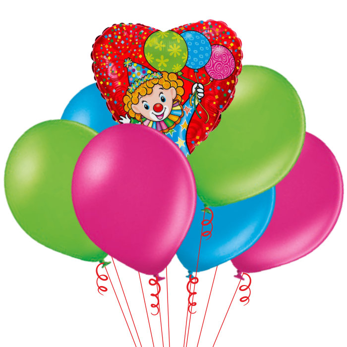 Затея надуть шары. Латексный шар с клоунами. Воздушные шары клоун. Клоун с воздушными шариками. Шары латексные с клоуном.
