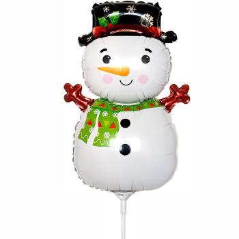 Фигура Мини Снеговик в шляпе на палочке 1 шт