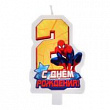 Свеча для торта С Днем рождения Человек Паук цифра 2 5*8 см 1 шт