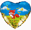 Шар Сердце фольга 18" Лисенок (Ag)